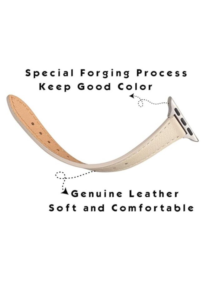 Top Grain Leather Thin Watch Strap,Slim Leather Bands Compatible ,  for Iwatch Se Series（ 42mm 44mm 45mm 49mm） - Image 3