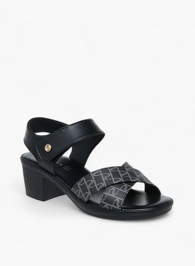 Printed Sandals with Block Heels
