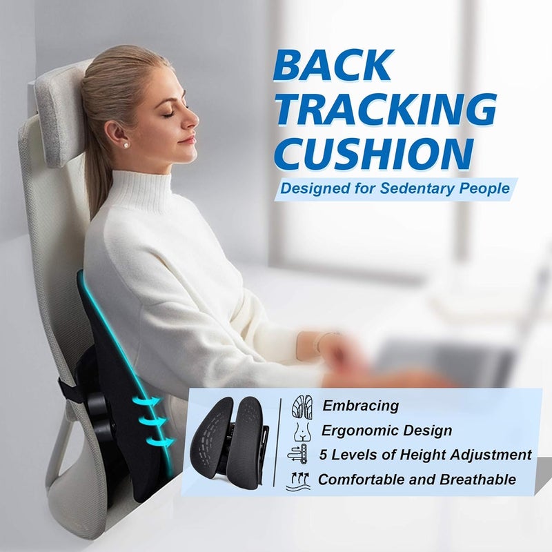 MAPPLE CREATION Lumbar Backrest, Ergonomic Lumbar Support Cushion, Height Adjustment and Movable Wings Adapting to Your Movements and Movements for Low Back Pain,Black - Image 2