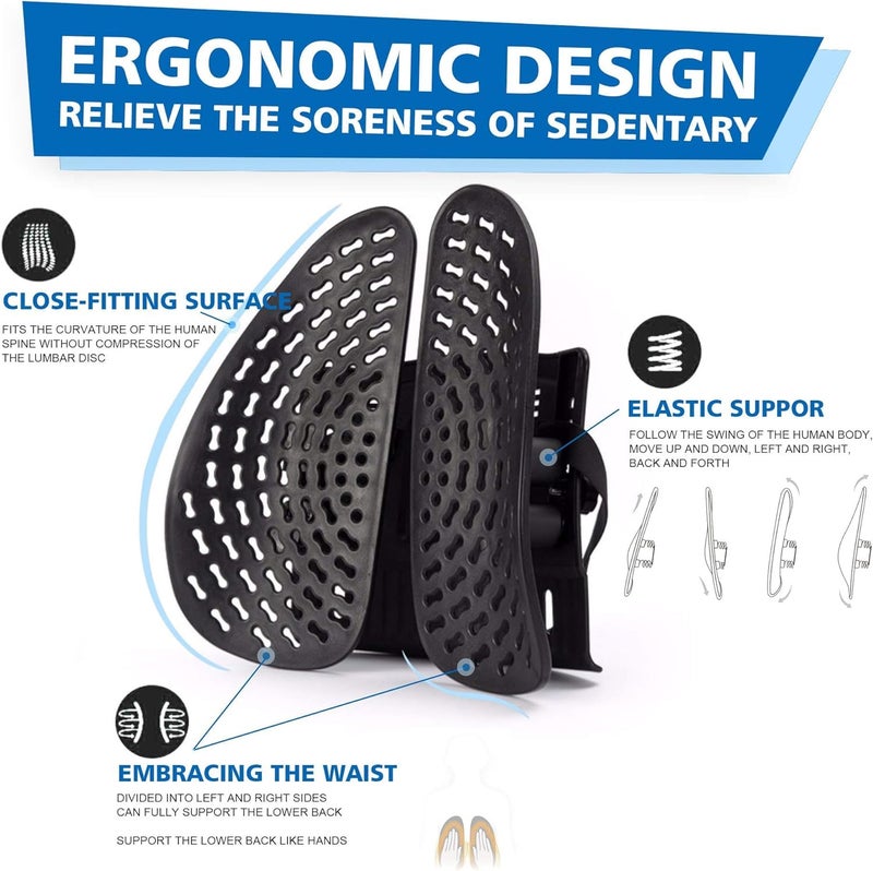 MAPPLE CREATION Lumbar Backrest, Ergonomic Lumbar Support Cushion, Height Adjustment and Movable Wings Adapting to Your Movements and Movements for Low Back Pain,Black - Image 4