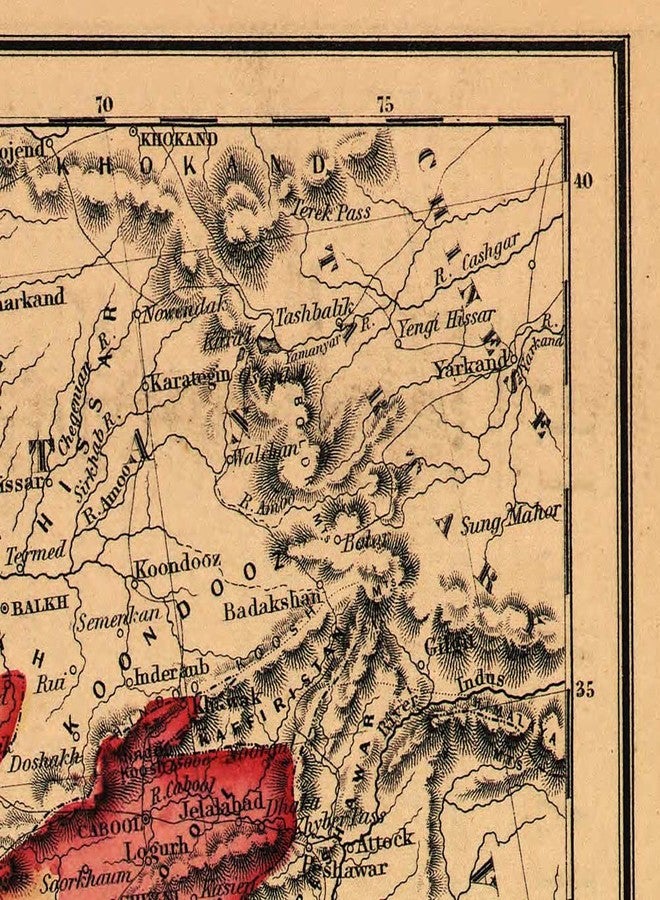 خرائط قديمة للشرق الأوسط تشمل بلاد فارس والجزيرة العربية حوالي عام 1855 من تصميم جيه إتش كولتون | ملصق فني مطبوع، ديكور حائط عتيق | 18 × 24 بوصة (457 × 610 مم) - Image 4