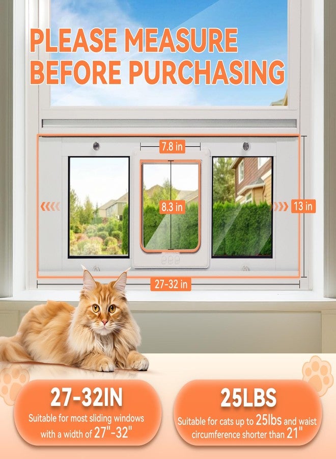 LIBBEPET Cat Door for Window, Aluminum Window Cat Door Insert Fit Windows Width 27"-32", Cat Flap for Window with Magnetic Flap Opening 7.8 x 8.3 in, Tool-Free Install, Safety & Weatherproof, Medium - Image 5