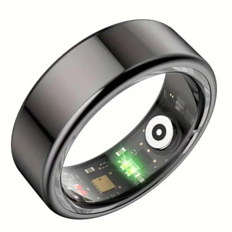 Sleep and fitness tracking ring for daily wellness use, made of titanium alloy, black color, features heart rate, HRV, stress and recovery monitoring with extended battery life - Image 1