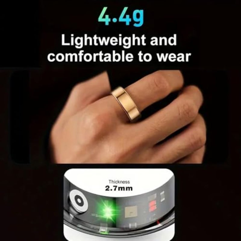 Sleep and fitness tracking ring for daily wellness use, made of titanium alloy, black color, features heart rate, HRV, stress and recovery monitoring with extended battery life - Image 5