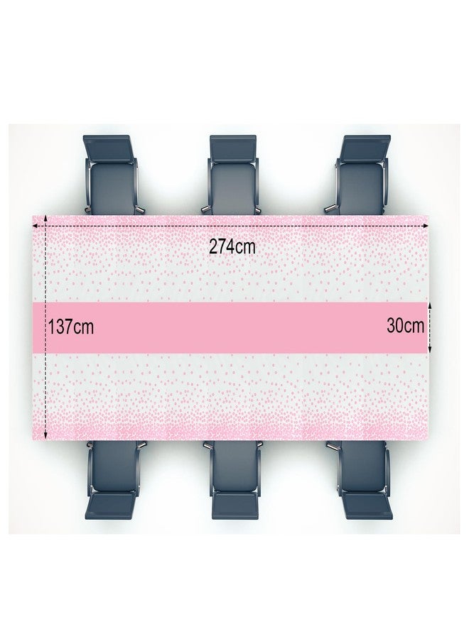 Oudain 6 Pcs White and Pink Tablecloth for Parties Plastic Dot Printed Tablecloths Waterproof Table Runner Disposable Rectangle Table Cover for Birthday Wedding Graduation Party, 54" x 108" - Image 3