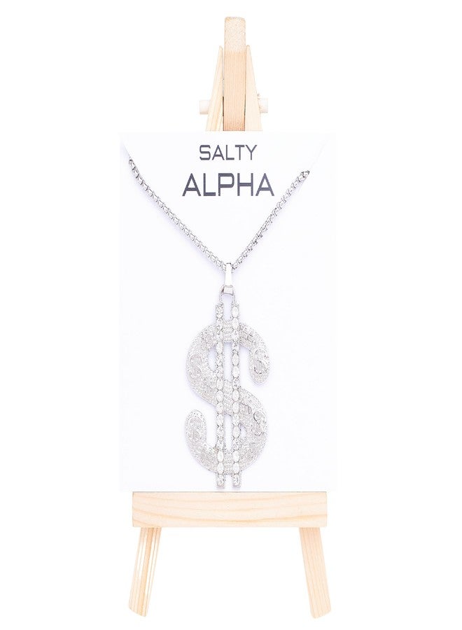 SALTY ALPHA سلسلة قلادة من الفولاذ المقاوم للصدأ من سالتي ألفا، مقاومة للصدأ، بتصميم ورقة الدولار للرجال | قلادة أنيقة | إكسسوارات مجوهرات للأولاد | مجوهرات بسيطة | هدايا للحبيب والزوج | زواج، عيد ميلاد | هدية عيد الحب - Image 3