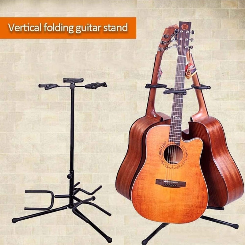 Triple Guitar Stand for Electric, Acoustic, and Bass Guitars - Adjustable Tripod Holder - Image 3