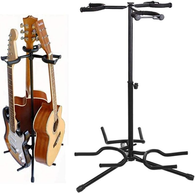 Triple Guitar Stand for Electric, Acoustic, and Bass Guitars - Adjustable Tripod Holder - Image 2