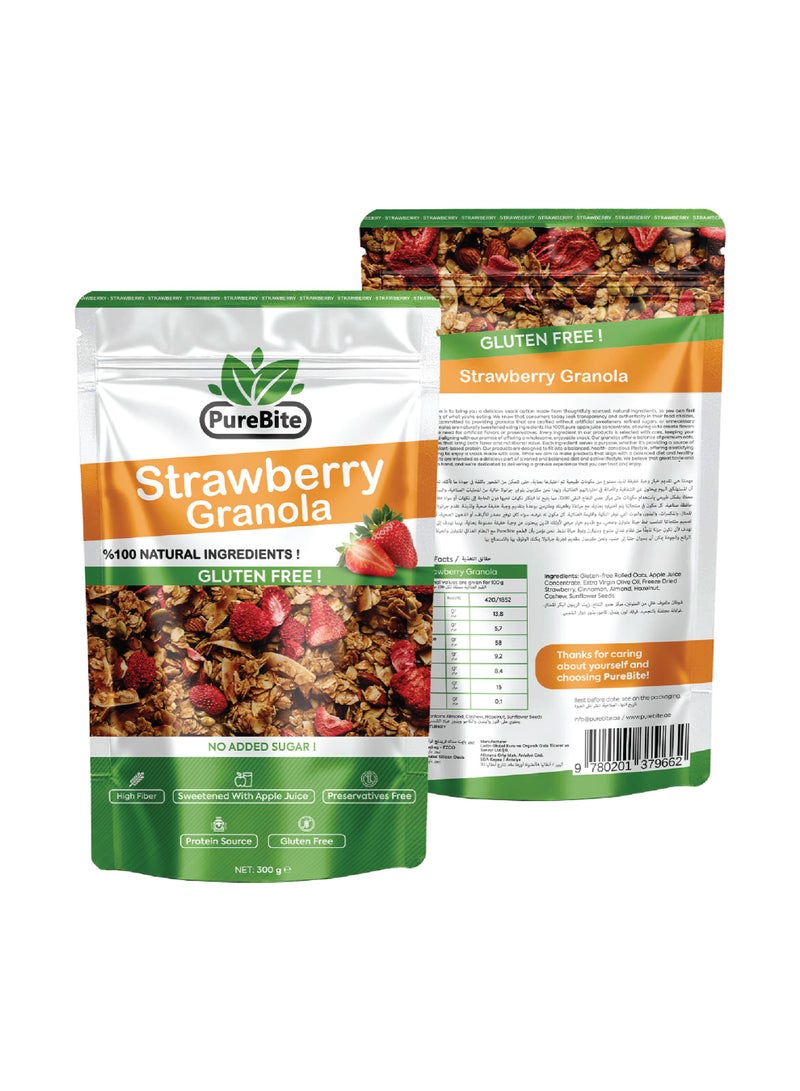 PURE BITE PUREBITE Gluten‑Free Strawberry Granola 300 g – No Added Sugar, Real Strawberries - Image 3