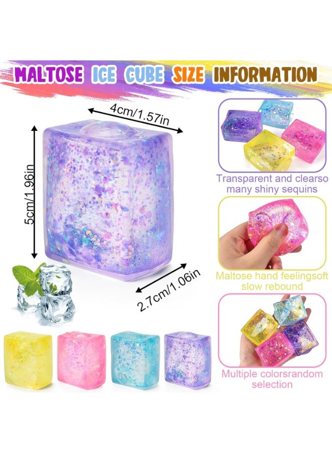 TERRIFI Ice Cube Ball Sensory Toys Set, Party Favors Squeeze Kids Toys, Relief Toy with Aurora Sequin, Interesting and Fun Arm Exercises Ball for Special Needs and Office(4 Pcs) - Image 2