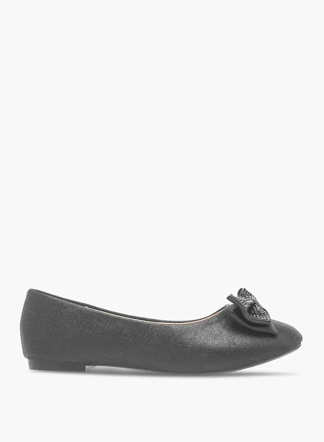 Flora Bella By Shoexpress Girls Bow Accent Slip-On Ballerina Shoes