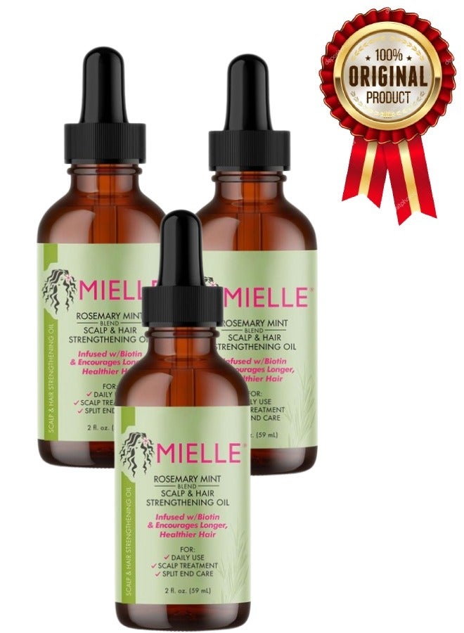 Rosemary 3 Pieces Rosemary Mint Scalp & Hair Strengthening Oil Infused W/Biotin & Encourages Growth 59ml - Image 1