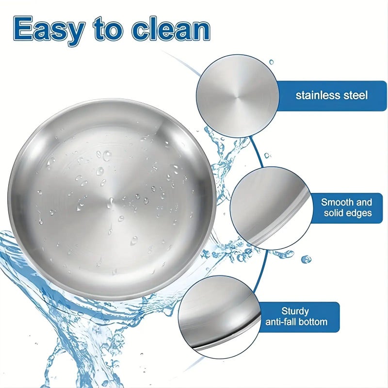 10 Pcs Medium Stainless Steel Salad Plates Kitchen Trays BBQ Serving 7.87 Inches - Image 5