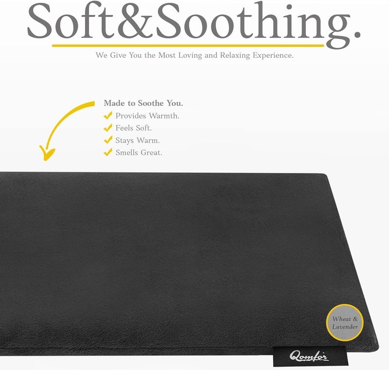 Qomfor Microwave Heating Pad - Large Microwave Heating Pocket - Soft Fleece Bag Filled with Wheat and Lavender for Pain Relief, Neck, Shoulder and Back - Reusable - Black - Image 2