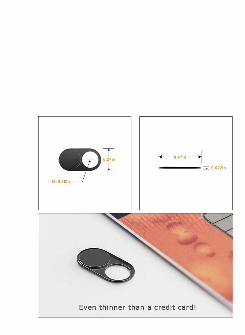 KASTWAVE 3Pcs Webcam Cover Slide 0.022in Ultra Thin Metal Magnet Web Camera Cover for MacBook Pro Laptops Smartphone Mac PC Tablets for Echo Spot Show Protecting Your Privacy Security Black - Image 3
