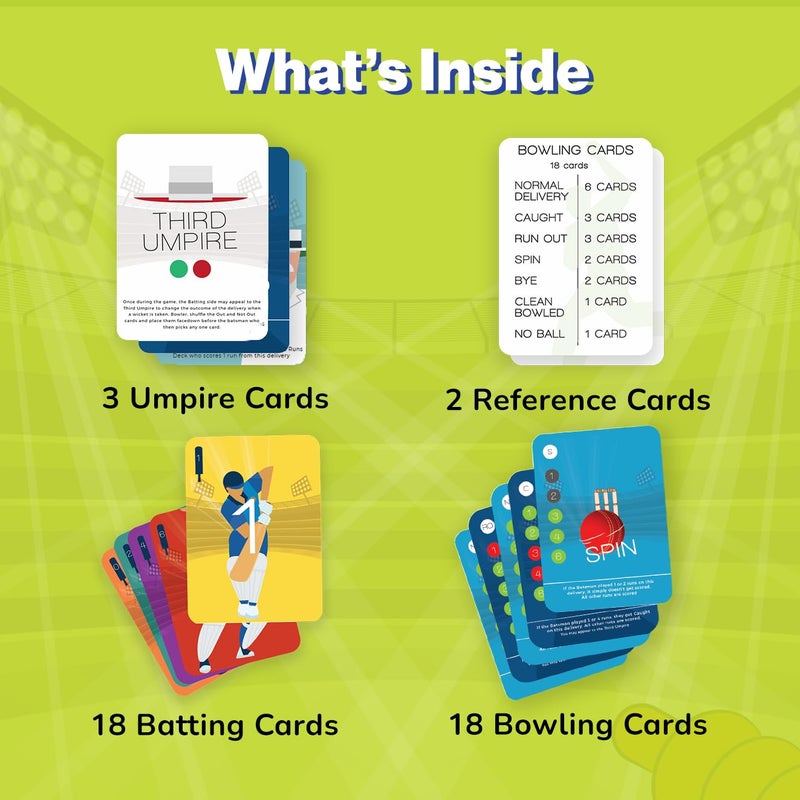 BINCA Qwicket Cricket Card Game  Fast & Fun Indoor Card Game for Kids  Teens & Family  Kids Card Games for Ages 7 and Up  Gifts for Cricket Lovers  2 Player Travel Game - Image 2