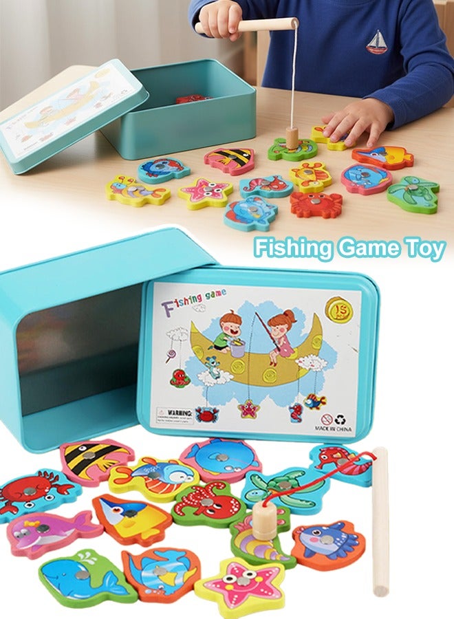 Fishing Game Toy, Magnetic Fishing Game for Kids,Fun Fishing Play Educational Toy, Sea Creatures Kids Fishing Game, Fishing Learning, Color Sorting,Preschool Gift for Early Learning with Pole,Preschool Educational Fine Motor Skills for 3 4 5 Years Old Boys Girls - Image 1