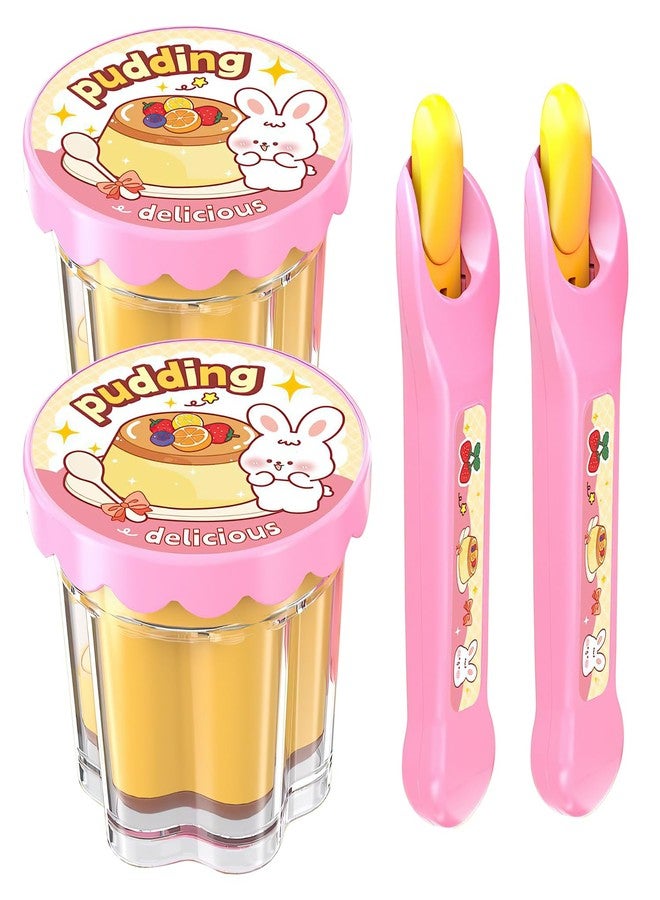 ZOENMG Pudding Feeding Toy for Dolls(2 Packs), Interactive Baby Doll Food with Retractable Spoon, Pretend Play Food for Toddlers 3-5-8, Realistic Role Play Toy for Girls, Easter Basket Stuffers Gifts - Image 1