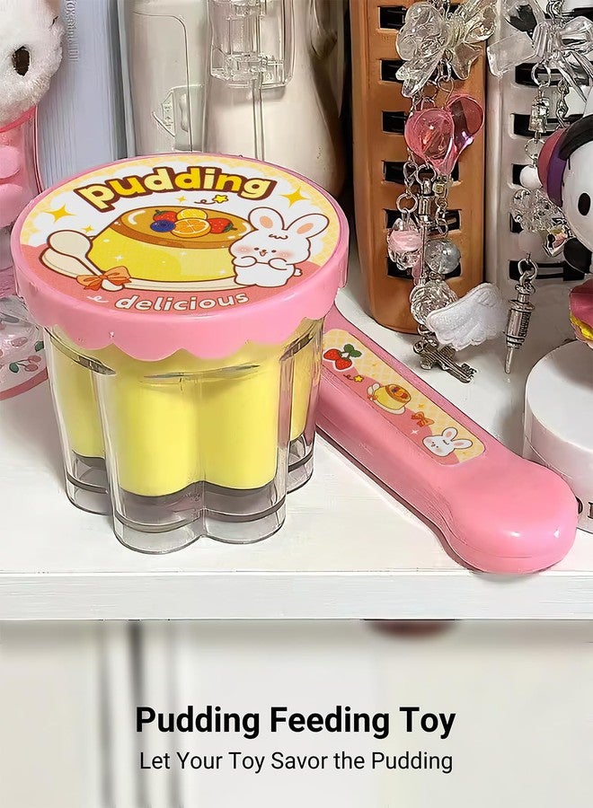 ZOENMG Pudding Feeding Toy for Dolls(2 Packs), Interactive Baby Doll Food with Retractable Spoon, Pretend Play Food for Toddlers 3-5-8, Realistic Role Play Toy for Girls, Easter Basket Stuffers Gifts - Image 3