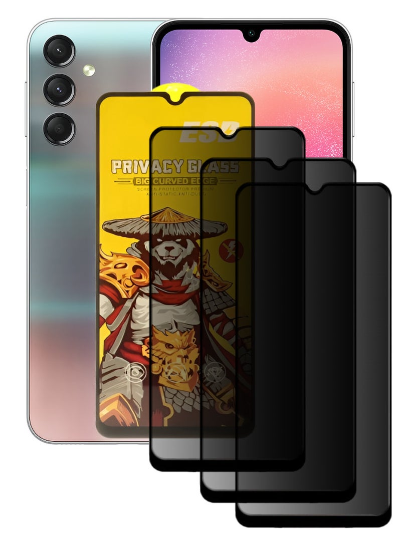 ESD 3 Pieces Tempered Dustproof Privacy Glass Screen Protector Compatible For Samsung Galaxy A24 - Image 1