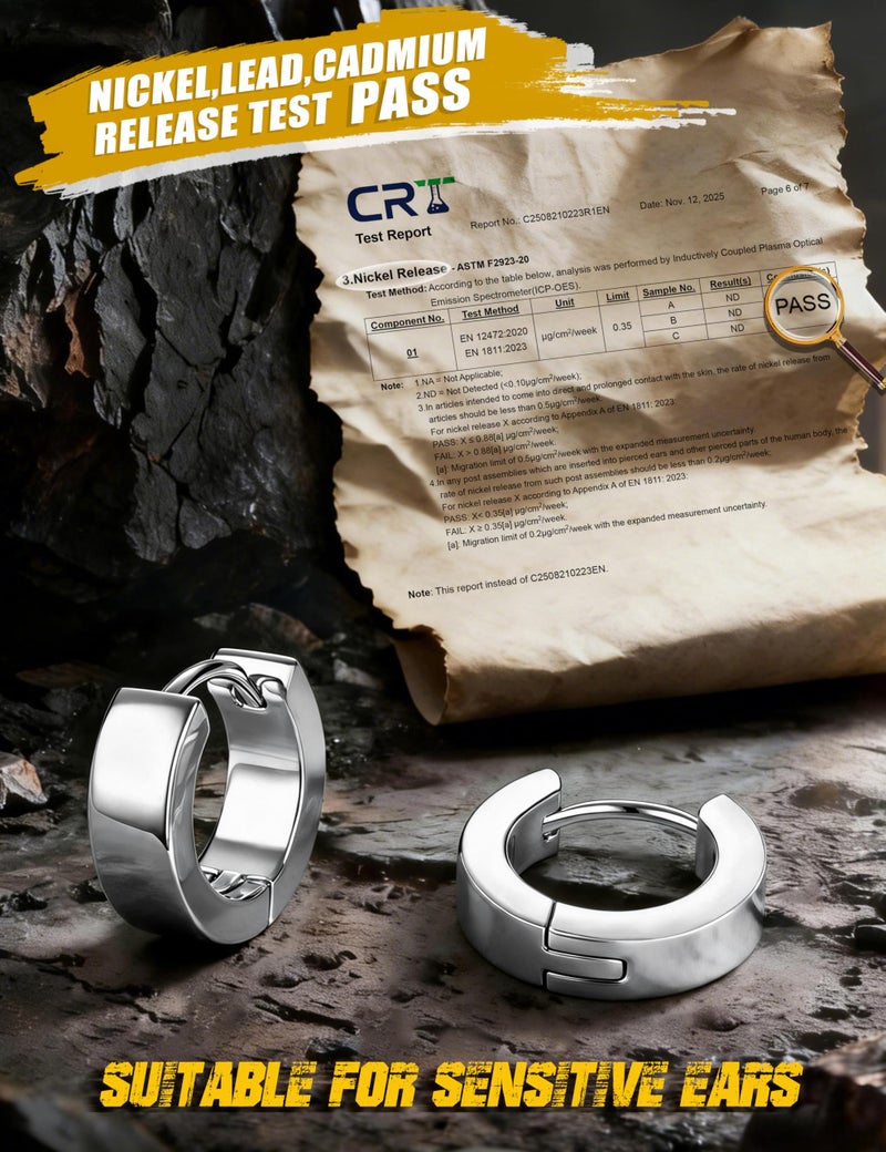 Jstyle Stainless Steel Unique Small Hoop Earrings for Men Huggie Earrings 1 Pairs Silver - Image 2