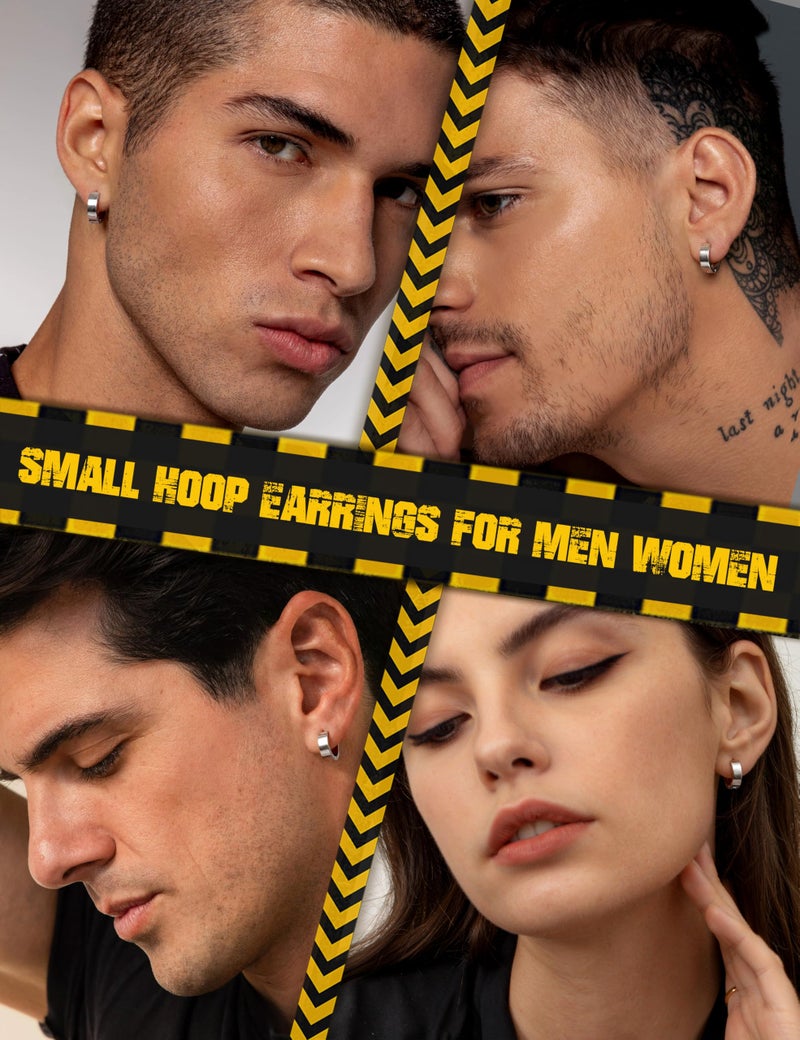 Jstyle Stainless Steel Unique Small Hoop Earrings for Men Huggie Earrings 1 Pairs Silver - Image 4