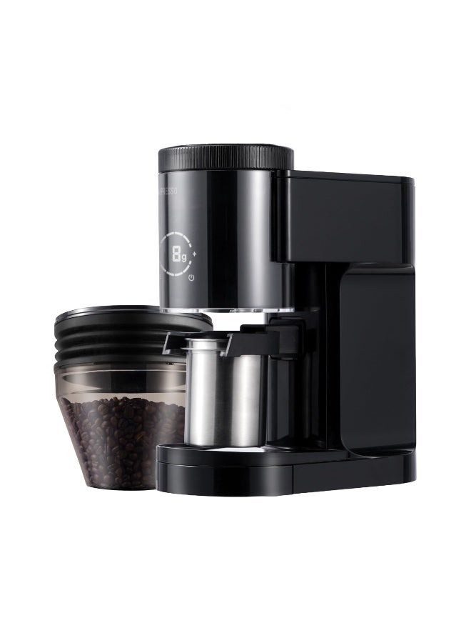 LePRESSO Precision Conical Burr Grinder with Digital Weight Control & Adjustable Grind Setting / Powerful Grinding Performance / Accurate Weight Measurement / 51mm & 58mm Portafilter Compatibility / 400g Bean Hopper Capacity - Black - Image 1