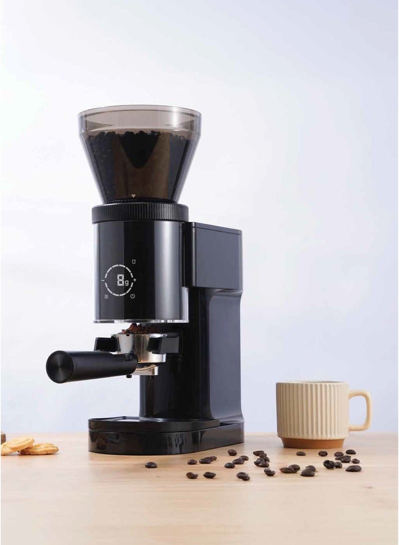LePRESSO Precision Conical Burr Grinder with Digital Weight Control & Adjustable Grind Setting / Powerful Grinding Performance / Accurate Weight Measurement / 51mm & 58mm Portafilter Compatibility / 400g Bean Hopper Capacity - Black - Image 2