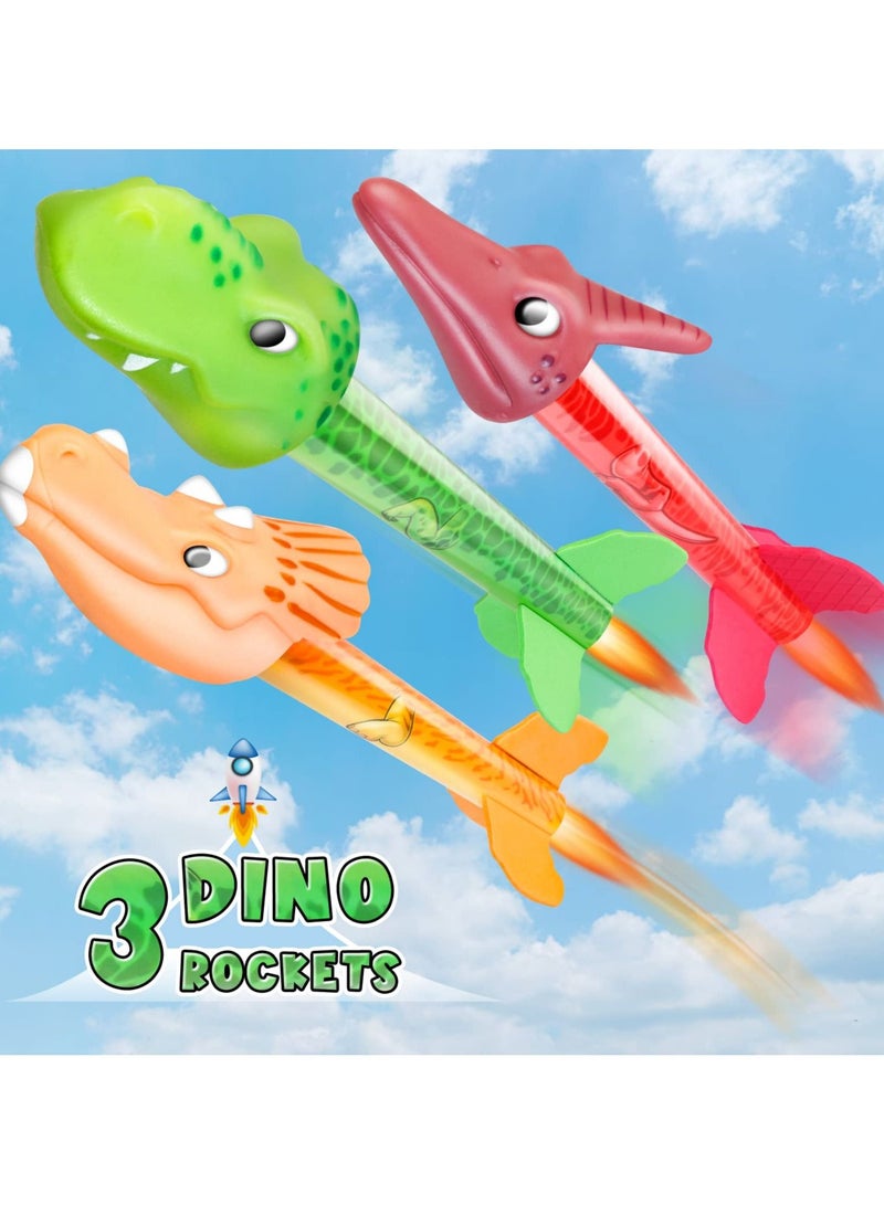 SYOSI Dinosaur Rocket Toy Launcher, Stomp Toy Rocket for Kids Boys Toys Age 3-8 Year Old Kids Rocket Launcher Toy with 3 Dinosaur Rockets - Image 3