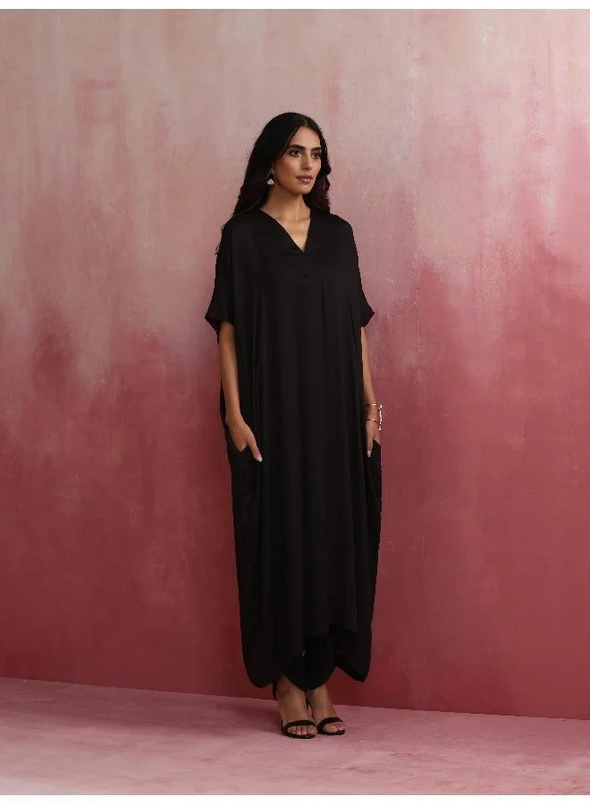trueBrowns Black Modal Kaftan Kurta Set
