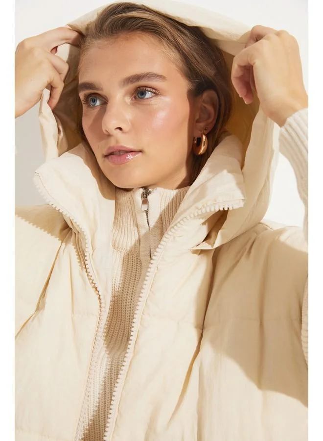 جون June Hooded Vest Stone