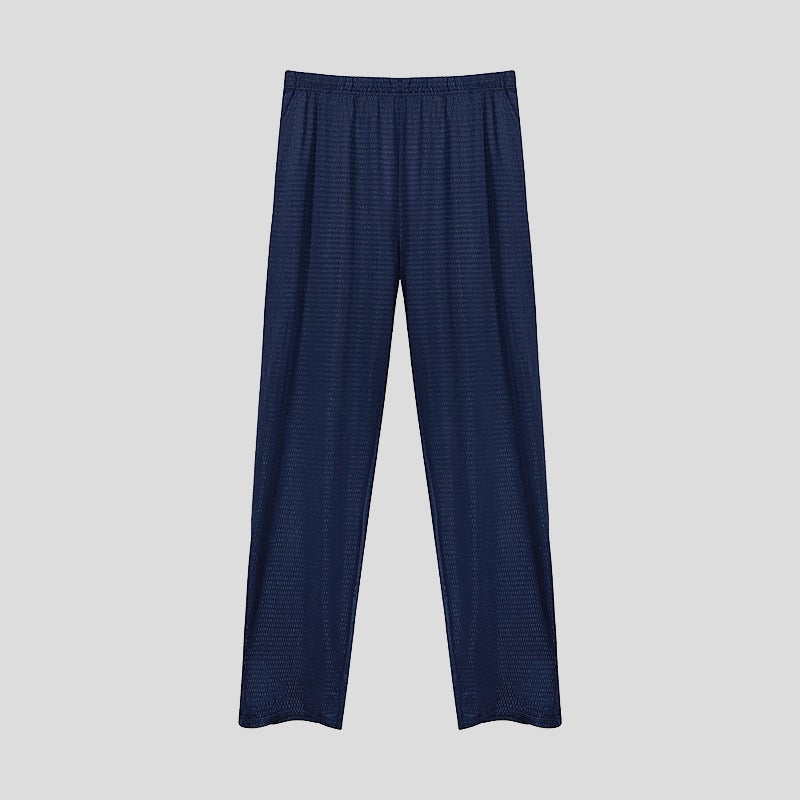 Mens Ice Silk Sleep Pants Casual Loose Grey - Image 2