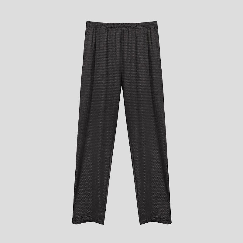 Mens Ice Silk Sleep Pants Casual Loose Grey - Image 1