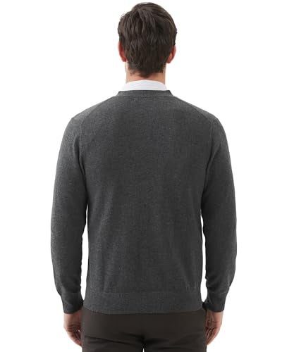 Kallspin Men's Cardigan Sweaters Wool Blend V Neck Button Down Sweaters with Pockets(Charcoal, Large) - Image 3
