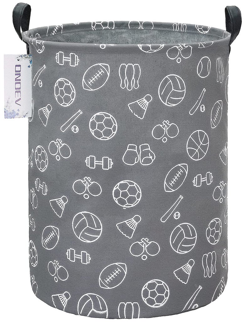 ONOEV Round Waterproof Laundry BasketGift BasketSuitable for Childrens Room and Toy StorageGrey Sports Ball