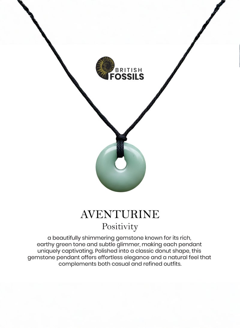 British Fossils Donut Pendant 6Mm Aventurine Necklace - Image 3