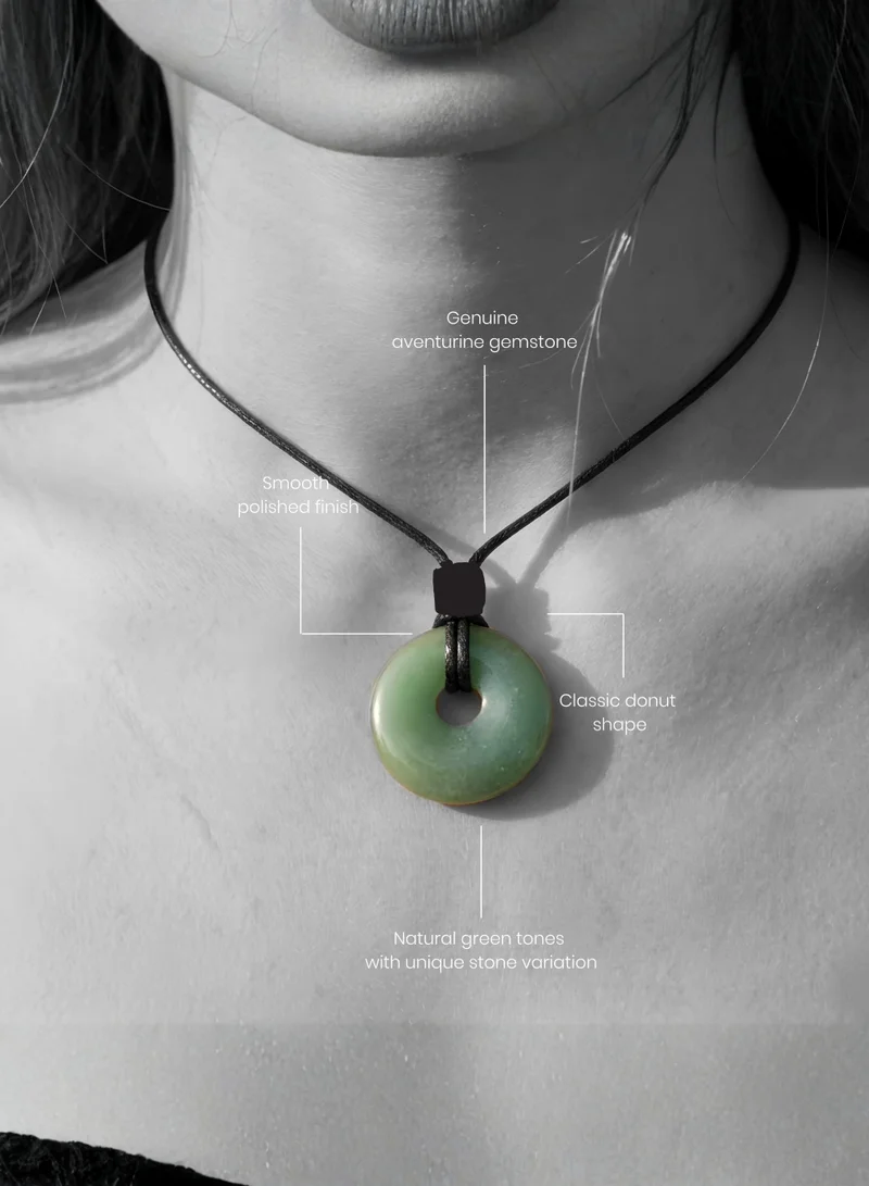 British Fossils Donut Pendant 6Mm Aventurine Necklace