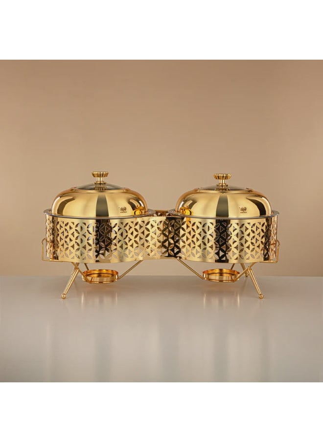 SIDDIQ STS0013317 Steel Double Chafing Dish Gold 3L+3L 