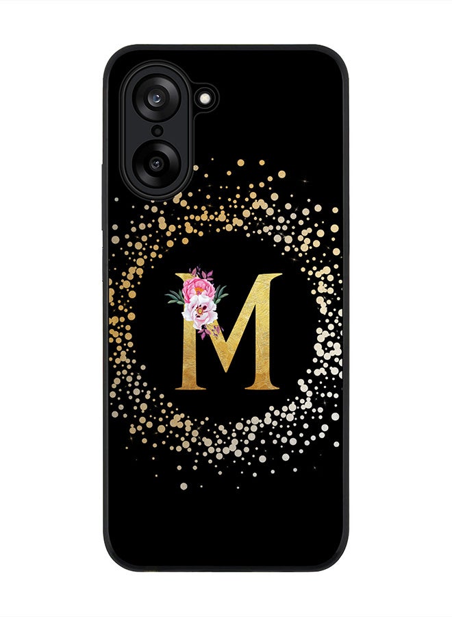 Stylizedd For OnePlus Nord CE5 / Ace 5 Racing Case,Slim fit Camera Protection, Shockproof Thin Phone cover  - Custom Monogram Floral - M ( Black )