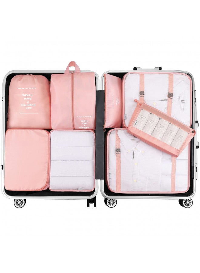Mossio Packing Bags,Mossio 8 Set Mesh Top Double Zippers and Handle Wrinkle Free Travel Cubes Black - Image 1