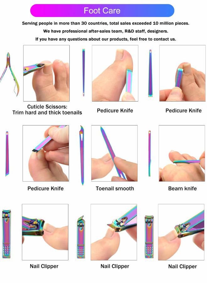 SFYDOM مجموعة أدوات تجميل الأظافر قوس قزح الجديدة 2020 - 18 قطعة مقصات أظافر للنساء هدية مجموعة تجميل جلدية قوس قزح للنساء (18-مجموعة تجميل قوس قزح) - Image 3