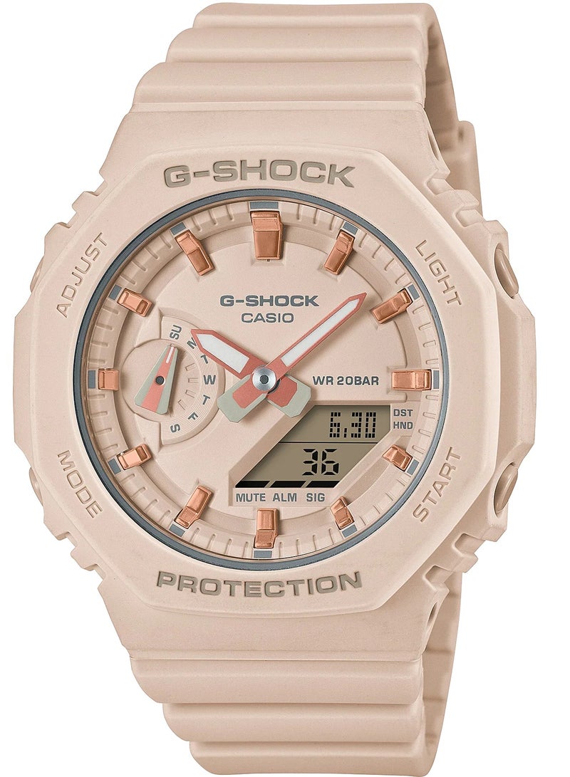 G-SHOCK Casio G-Shock for Women Analog-Digital Pink Dial Women's Watch GMA-S2100-4ADR(G1109), Beige Carbon Core Guard, strap - Image 1
