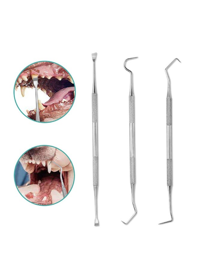 3 Pcs Pet Dental Cleaning Kit Stainless Steel Double Headed Tooth Scaler Tartar Remover Scraper for Dogs & Cats - Image 4