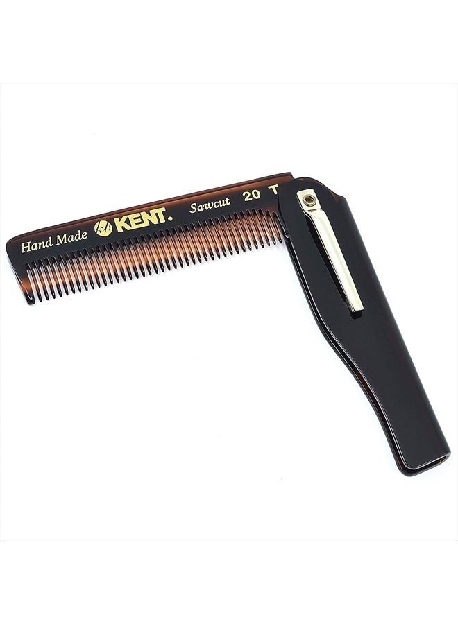 KENT مشط جيب قابل للطي يدوي الصنع من كينت 20T للرجال، مشط شعر بأسنان دقيقة لتصفيف الشعر والعناية اليومية، لللحية أو الشارب، يمكن استخدامه جافًا أو مع بلسم، مصقول يدويًا بتقنية القطع المنشار، صنع في إنجلترا - Image 1