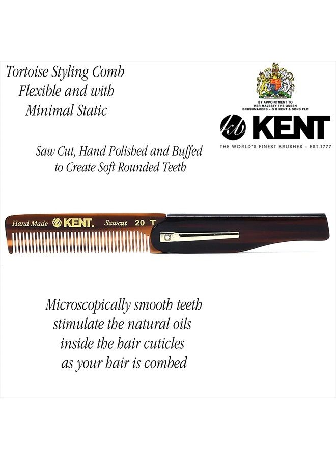 KENT مشط جيب قابل للطي يدوي الصنع من كينت 20T للرجال، مشط شعر بأسنان دقيقة لتصفيف الشعر والعناية اليومية، لللحية أو الشارب، يمكن استخدامه جافًا أو مع بلسم، مصقول يدويًا بتقنية القطع المنشار، صنع في إنجلترا - Image 4