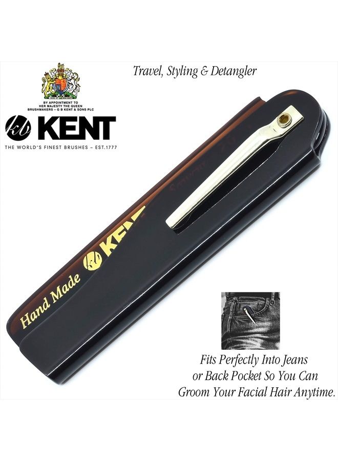 KENT مشط جيب قابل للطي يدوي الصنع من كينت 20T للرجال، مشط شعر بأسنان دقيقة لتصفيف الشعر والعناية اليومية، لللحية أو الشارب، يمكن استخدامه جافًا أو مع بلسم، مصقول يدويًا بتقنية القطع المنشار، صنع في إنجلترا - Image 5