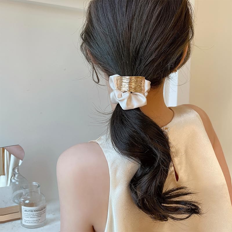 Melodio Scrunchie for Women (3 Pcs) - Stylish Hair Bands for Girls & Women, Soft Elastic Hair Tie, Elegant Hair Accessories for Daily Use (Black, Pink, White) - Image 3