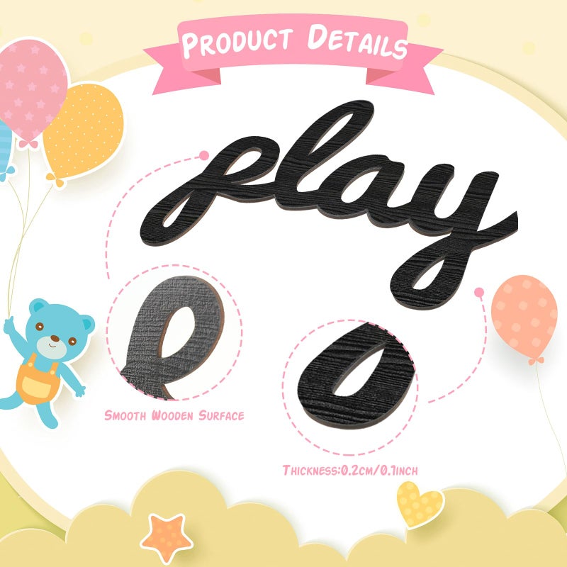 Beeveer Where the Wild Ones Play Nursery Sign Wooden Playroom Wall Decor Playroom Decoration Word Play Sign for Wall Plaques(23 Inch,Black) - Image 3