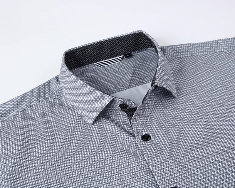 Alex Vando Mens Printed Dress Shirts Easy Care Long Sleeve Button Down Shirt,Black Square 82,XL - Image 4