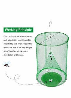 SYOSI Ranch Fly Trap with Bait Tray Outdoor Hanging Reusable Fly Trap Flay Catcher Cage for Indoor or Outdoor Family Farms Park Restaurants (Green  1 Pack)  - Image 2
